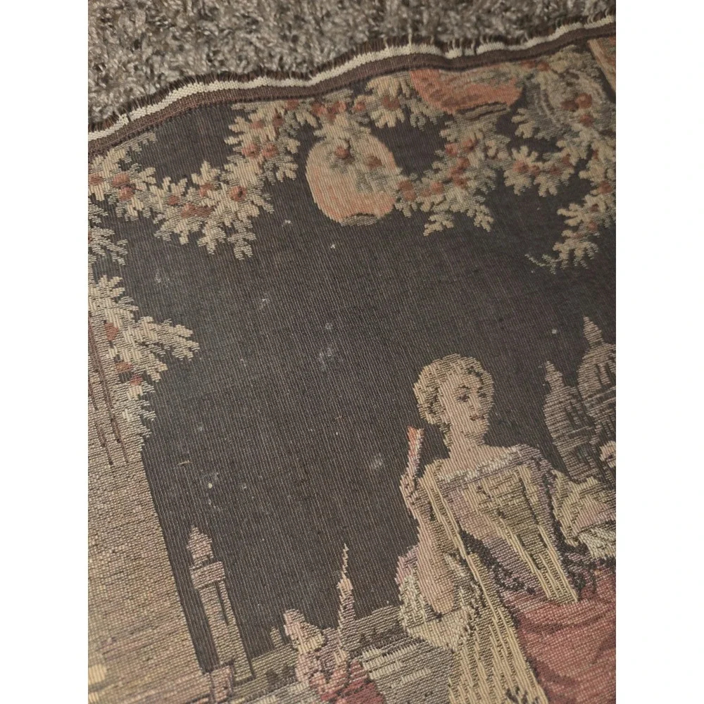 Vintage Belgian Jacquard Wall Tapestry Venetian Masquerade Scene 53x18